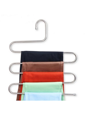 5 Layers Pants Hanger Trousers Towels Hanging Cloth Clothing Rack Space Saver