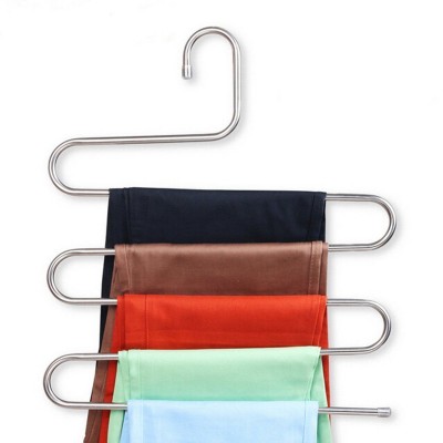 5 Layers Pants Hanger Trousers Towels Hanging Cloth Clothing Rack Space Saver