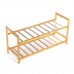 Bamboo 2 Tier Shoe Rack Storage Bench Organizer Entryway Organizing Shelf