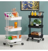 3 Layer Kitchen Storage Rack Shelf with Wheels Slim Slide Tower Movable Assemble Plastic Shelf for Kitchen Bathroom Shelf