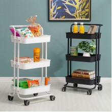 3 Layer Kitchen Storage Rack Shelf with Wheels Slim Slide Tower Movable Assemble Plastic Shelf for Kitchen Bathroom Shelf