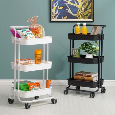 3 Layer Kitchen Storage Rack Shelf with Wheels Slim Slide Tower Movable Assemble Plastic Shelf for Kitchen Bathroom Shelf