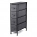 KINGSO Carbon Black Four  layer Narrow  drawing Fabric Drawers Cabinet Fabric Drawer Combination Rack