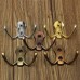 Retro Clothes Double Hooks Coat Hat Robe Holder Wall Hanger Zinc Alloy