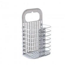 Household Bathroom Wall  Mounted Perforation  Free Folding Dirty Clothes Basket Toy Storage Basket  Grey