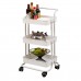 3 Layer Kitchen Storage Rack Shelf with Wheels Slim Slide Tower Movable Assemble Plastic Shelf for Kitchen Bathroom Shelf