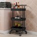 3 Layer Kitchen Storage Rack Shelf with Wheels Slim Slide Tower Movable Assemble Plastic Shelf for Kitchen Bathroom Shelf