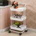 3 Layer Kitchen Storage Rack Shelf with Wheels Slim Slide Tower Movable Assemble Plastic Shelf for Kitchen Bathroom Shelf