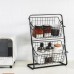 Double Layers Wire Market Basket Stand Storage Shelf Organizer for Fruit Vegetables Toiletries Household Bedroom